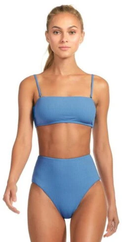 Vitamin A EcoRib Mila Bandeau Bikini Top In Mediterranean Blue