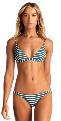 Vitamin A Moss Bralette Bikini Top In Grey Marin Stripe