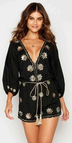 Beach Bunny Myra Romper In Black