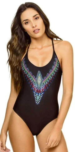 PilyQ Nile Embroidered Farrah One Piece Swimsuit